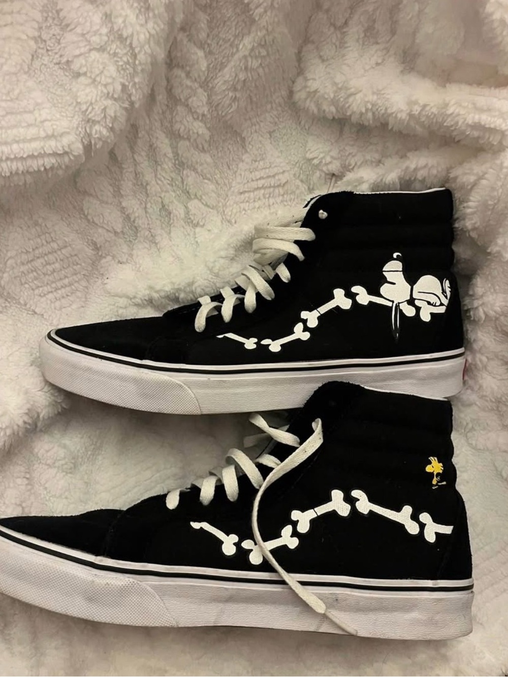 Vans Black Snoopy Woodstock Half Cab with White Bone Graphics